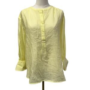 Express‎ Button Front Lightweight Sheer Yellow Blouse Womens small Beach summer